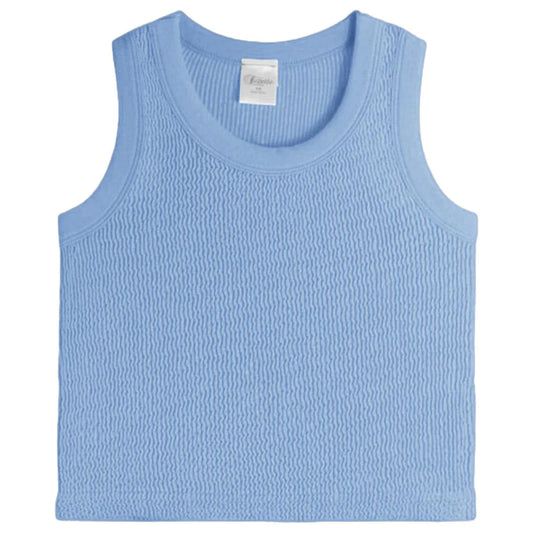 Smocking Sleeveless Tank, Chambray