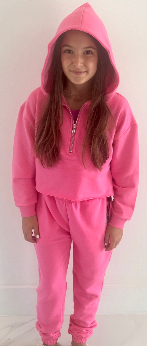 Brushed Soft Cloud 1/2 Zip Hoodie, Azalea Pink