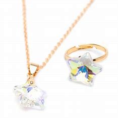 Boutique Holographic Star Necklace/Ring Set (2 pc)