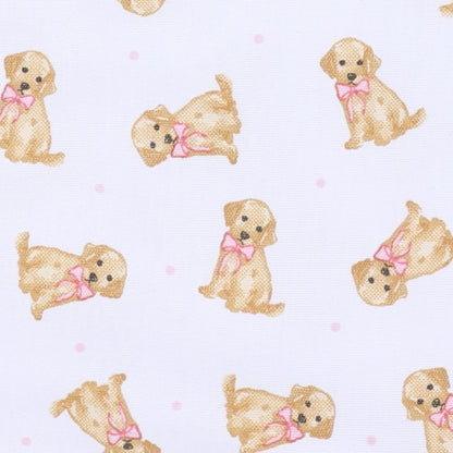Sweet Golden Print Ruffle Zip Footie, Pink