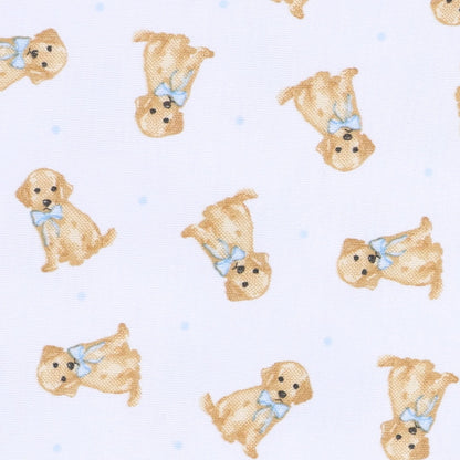 Sweet Golden Print Zip Footie, Light Blue