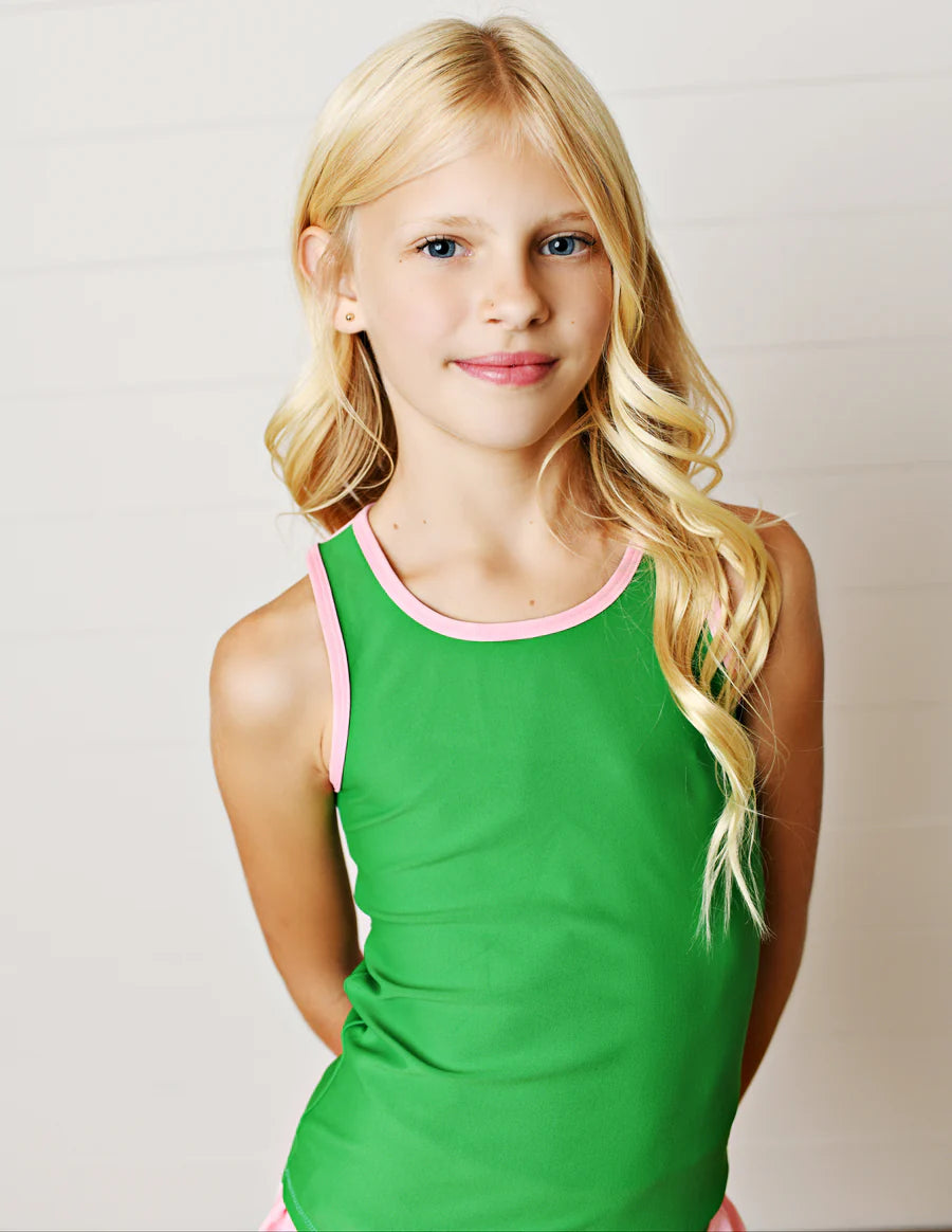 Country Club Active Tank, Green/Pink