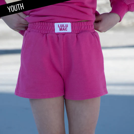 Kids LULU MAC Terry Short, Hot Pink