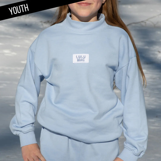 Kids LULU MAC Mockneck Terry Top, Light Blue