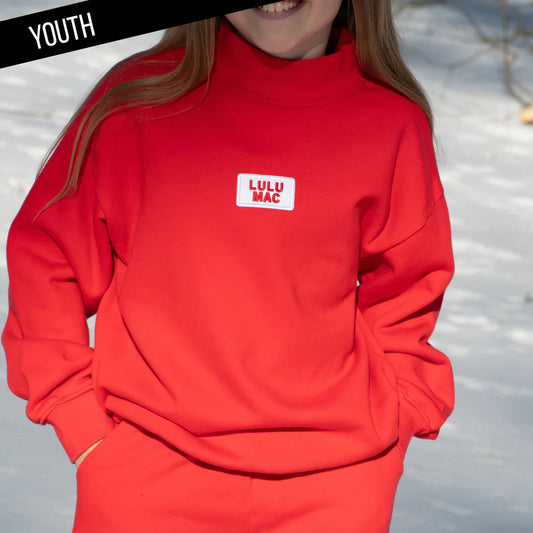 Kids LULU MAC Mockneck Terry Top, Red