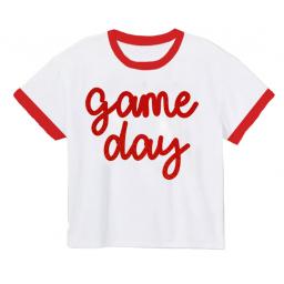 Tinsel Game Day Ringer Boxy Tee, Red