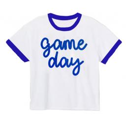 Tinsel Game Day Ringer Boxy Tee, Royal