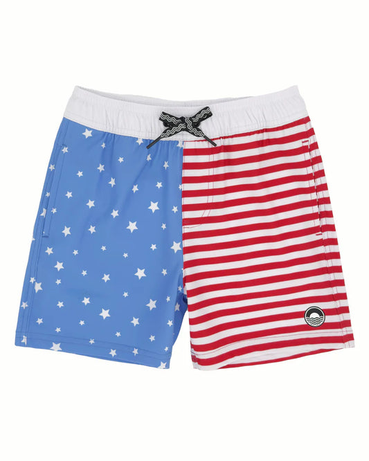Boys Volley Swim Trunk, Blue Jay