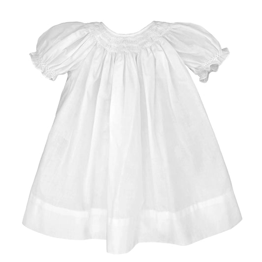 Daygown with Wave Smocking, White