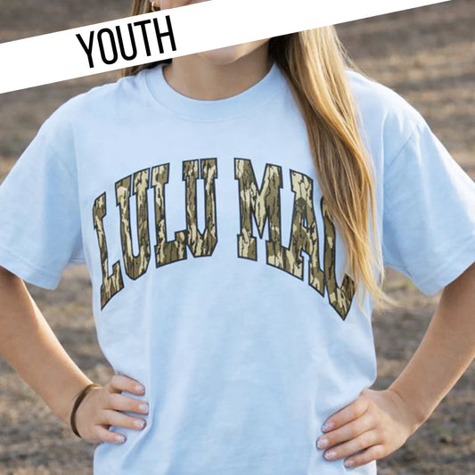 Youth LULU MAC Comfort Colors Mossy Oak Tee, Chambray