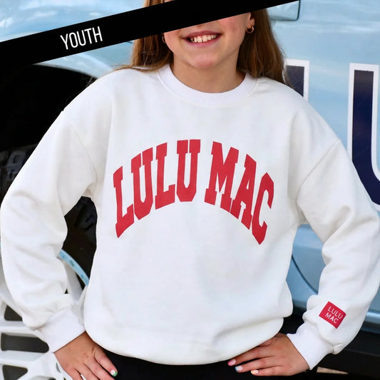 Youth LULU MAC Puff Sweatshirt, White/Red