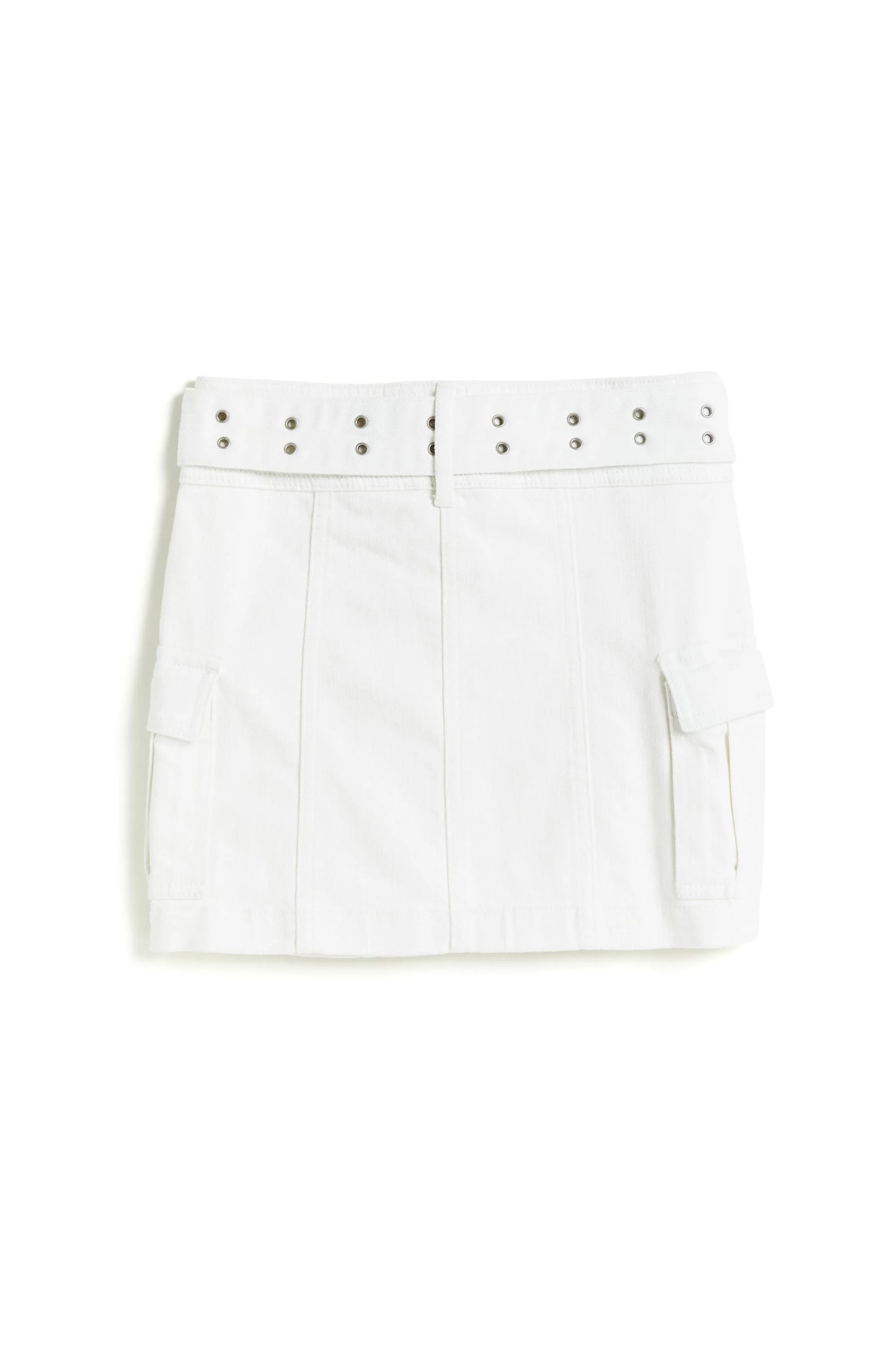 Wide Belt Cargo Skirt, White