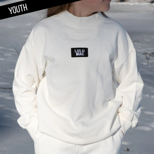 Kids LULU MAC Mockneck Terry Top, White