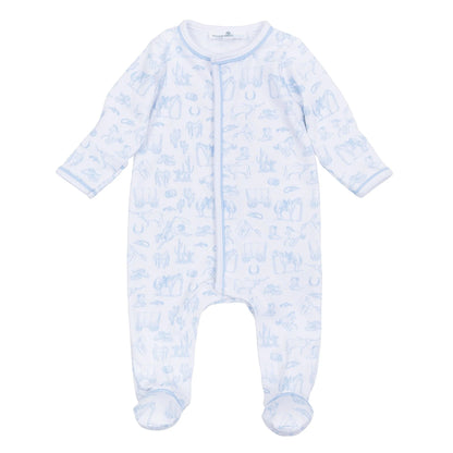 Wild West Toile Footie, Light Blue