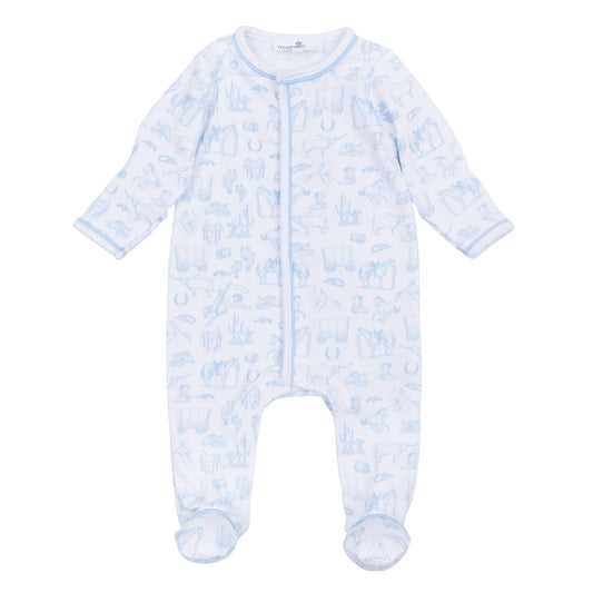 Wild West Toile Footie, Light Blue