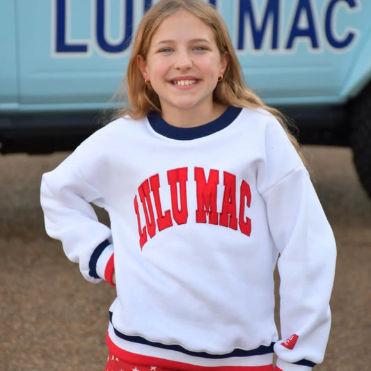 Kids LULU MAC Social Club Sweatshirt, Red/Navy