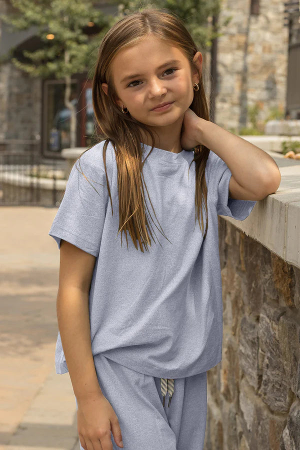 Girls Yoga Tee, Periwinkle