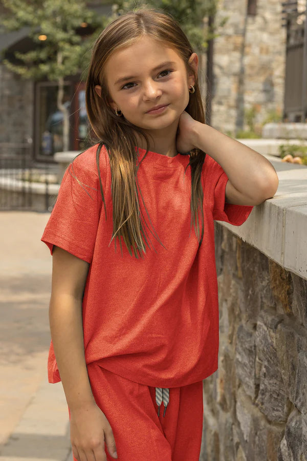 Girls Yoga Tee, Coral
