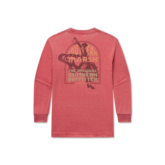 Youth LS Seawash Rodeo Rider Tee, Rust