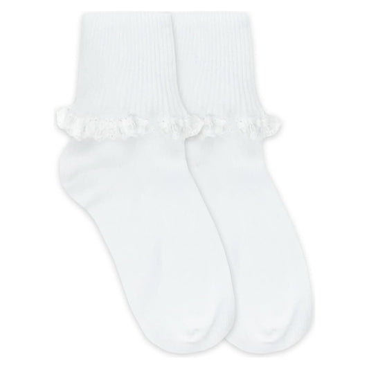 Cluny & Satin Lace Turn Cuff Sock