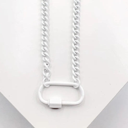 Enamel Clip Necklace, white