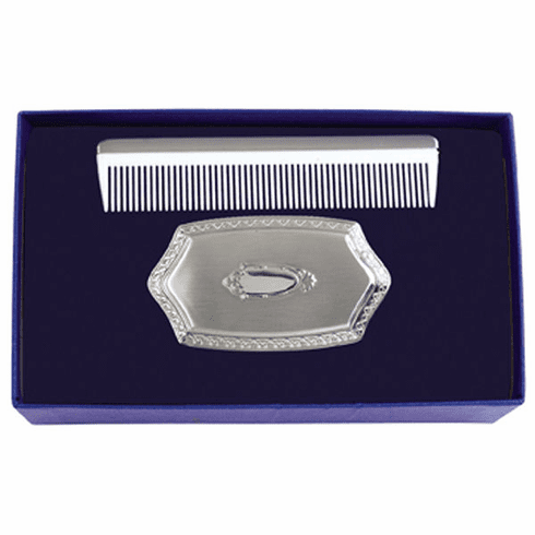 Embossed Pewter Brush/Comb Box Set