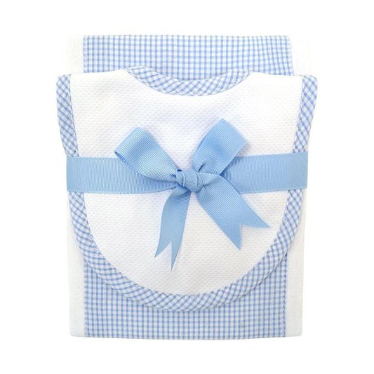 3Marthas Drooler Bib&Burp Set, Blue Check