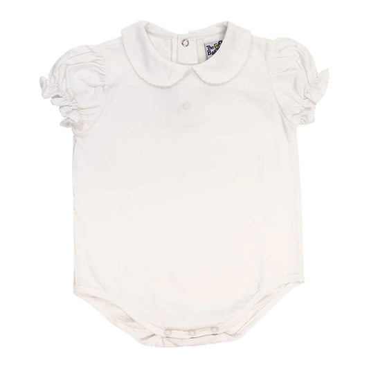 White Knit Peter Pan Collar Onesie, Girl